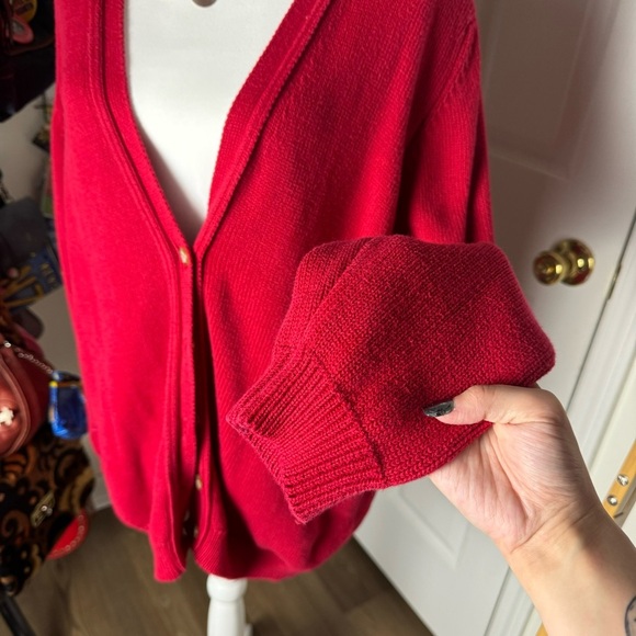 VTG Lands End Red Cardigan Large - Picture 3 of 5